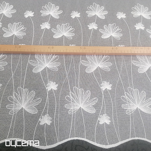 Luxury embroidered white curtain with flowers 11749/0001