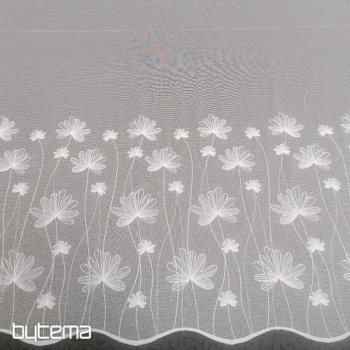 Luxury embroidered white curtain with flowers 11749/0001