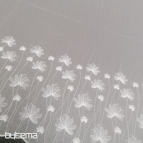 Luxury embroidered white curtain with flowers 11749/0001