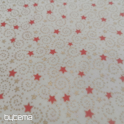Christmas cream cotton fabric with mini stars