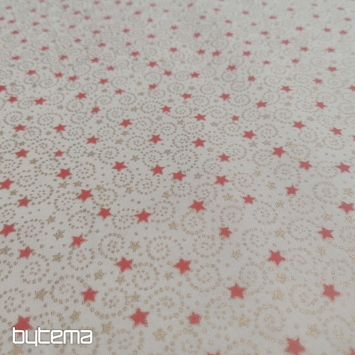 Christmas cream cotton fabric with mini stars