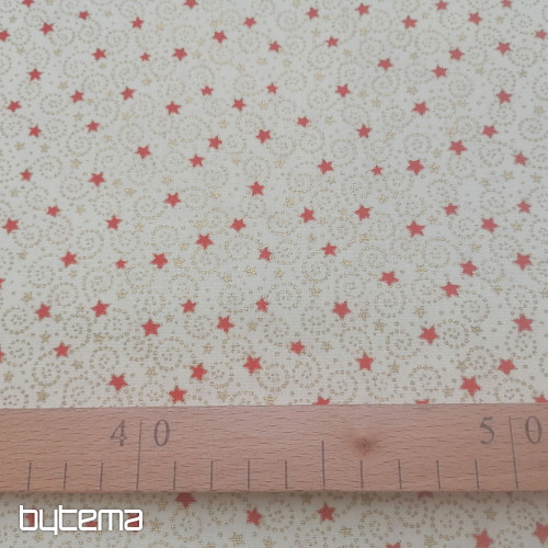 Christmas cream cotton fabric with mini stars