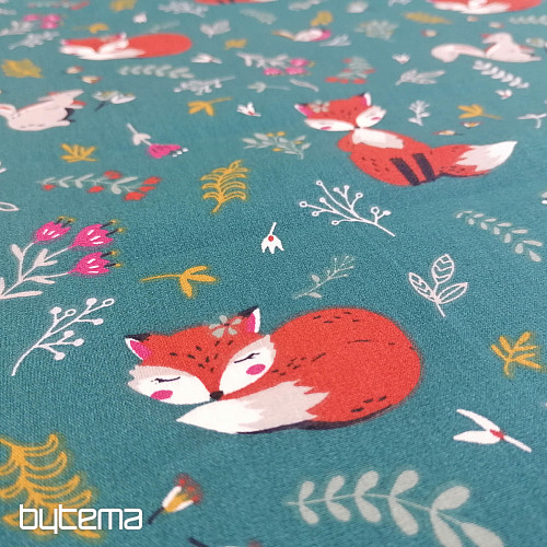 Cotton fabric Fox and squirrel