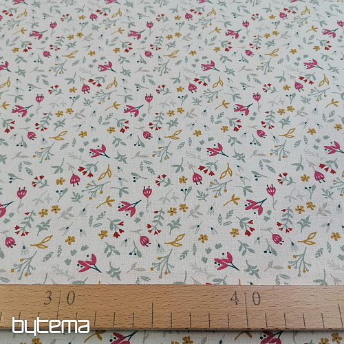 Cotton fabric AZRA flowers white
