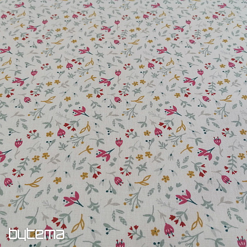 Cotton fabric AZRA flowers white