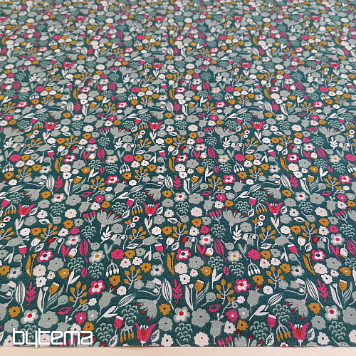 Cotton fabric AXEA kerosene flowers