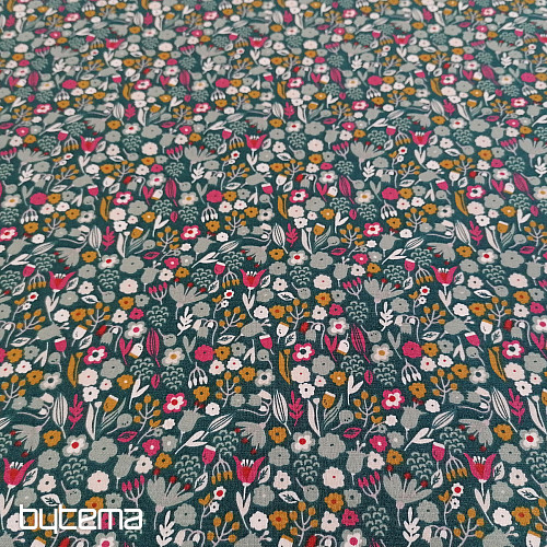 Cotton fabric AXEA kerosene flowers