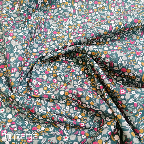 Cotton fabric AXEA kerosene flowers