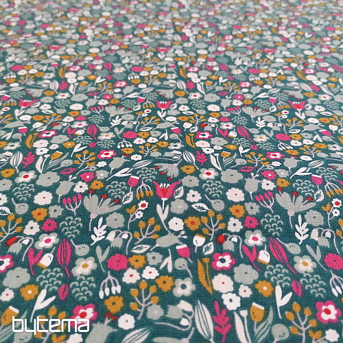 Cotton fabric AXEA kerosene flowers
