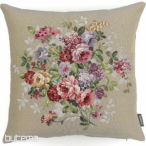 Tapestry cushion cover FLOWER BEIGE