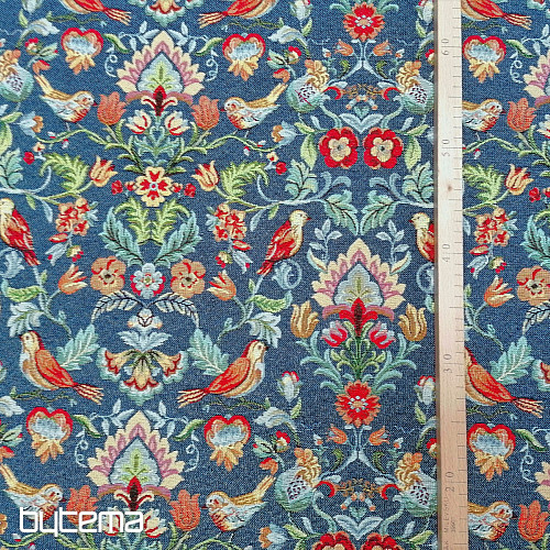 FREDA blue tapestry fabric