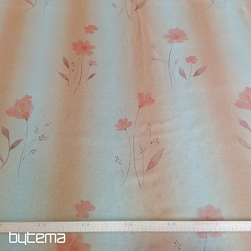 Orange curtain with flowers