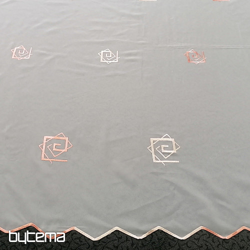 Voial cream curtain with salmon embroidery