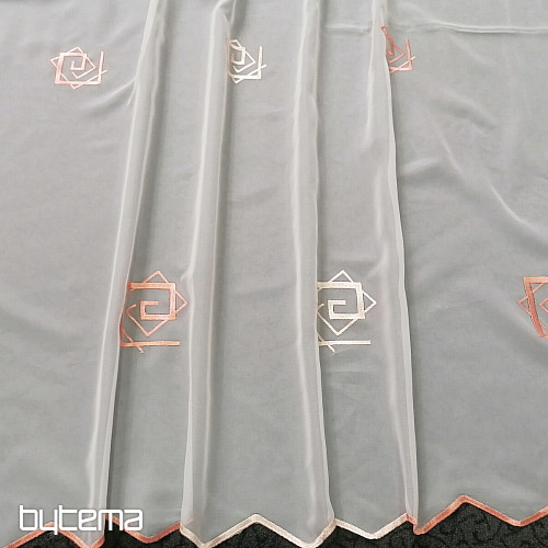 Voial cream curtain with salmon embroidery
