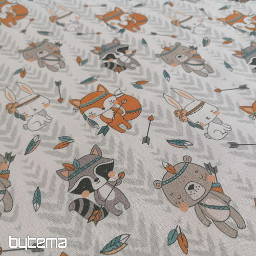 Cotton fabric Indians - animals