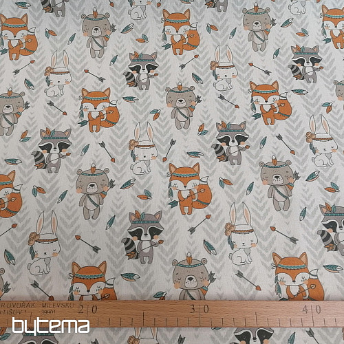 Cotton fabric Indians - animals