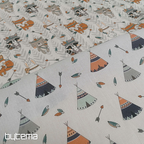 Cotton fabric Indians - animals
