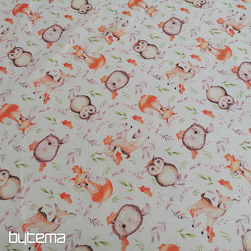 Cotton fabric Owls and deer