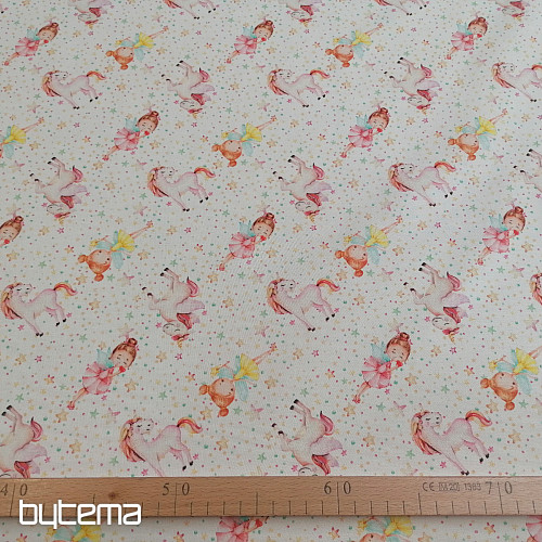 Cotton fabric Fairies and unicorns