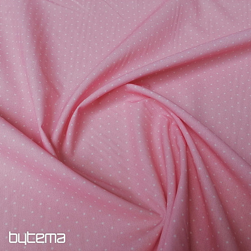 Pink polka dot cotton fabric