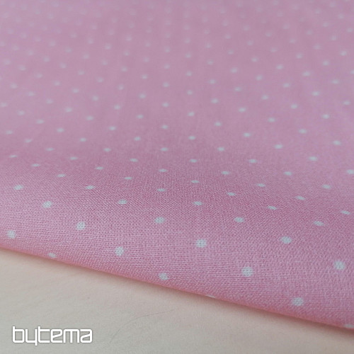Pink polka dot cotton fabric