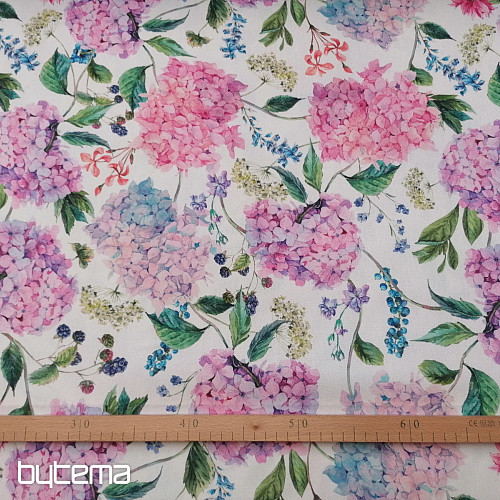Decorative fabric Hydrangeas and blackberries