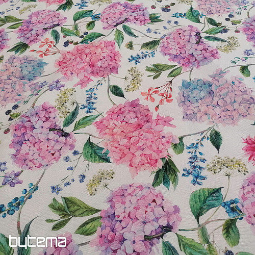 Decorative fabric Hydrangeas and blackberries