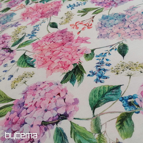 Decorative fabric Hydrangeas and blackberries