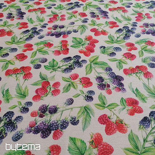 Decorative fabric Raspberries and blackberries