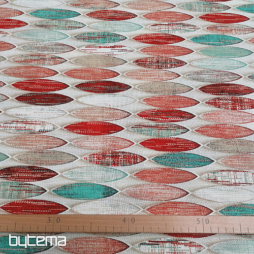 Decorative fabric Surf red-turquoise