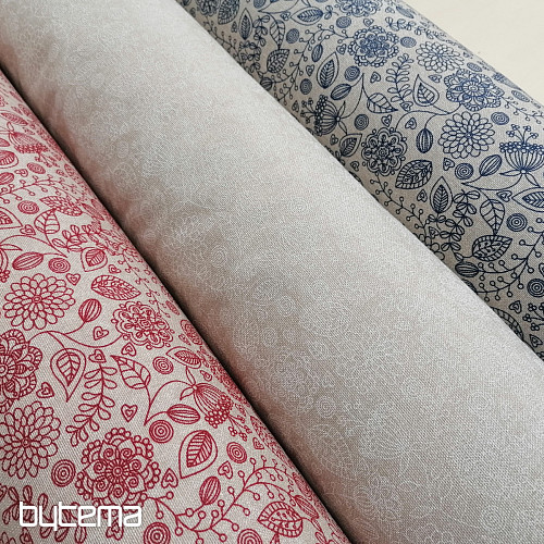 Decorative fabric Neon flowers white