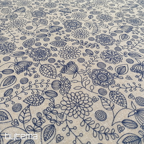 Decorative fabric Neon flowers blue