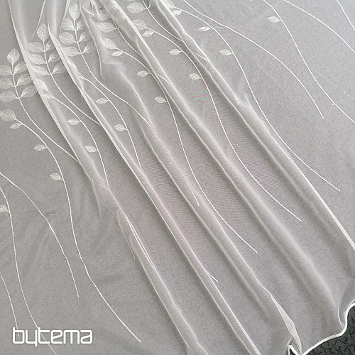 White curtain with gray leaves 539/500/290