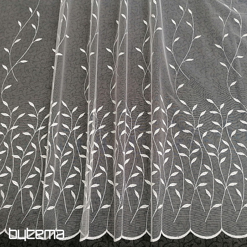 Embroidered curtain 527 white with petals