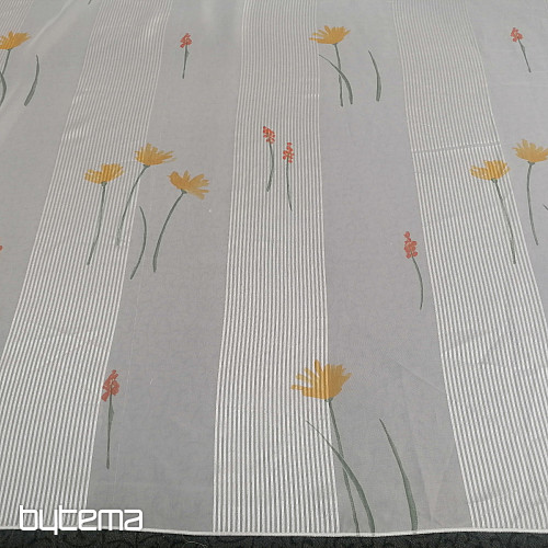 White-striped veil curtain with flowers 829291/05