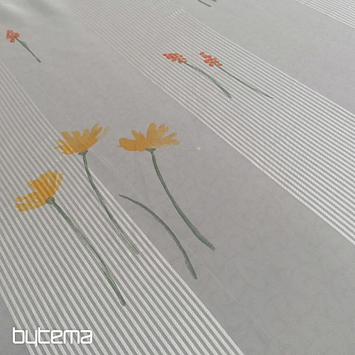 White-striped veil curtain with flowers 829291/05