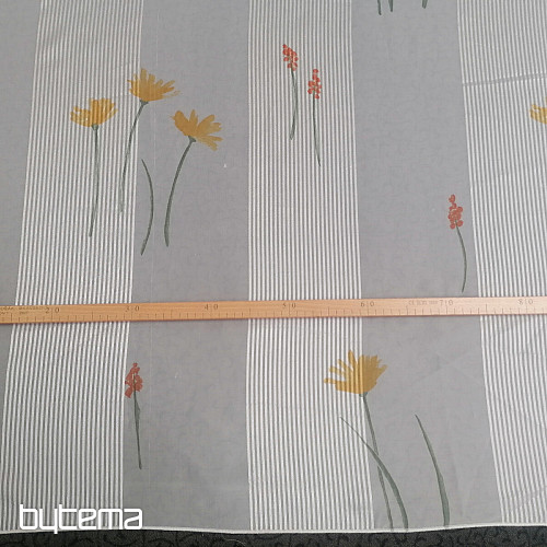 White-striped veil curtain with flowers 829291/05