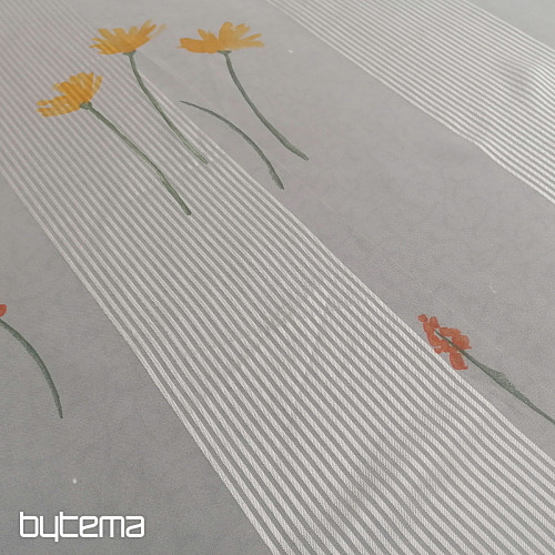 White-striped veil curtain with flowers 829291/05