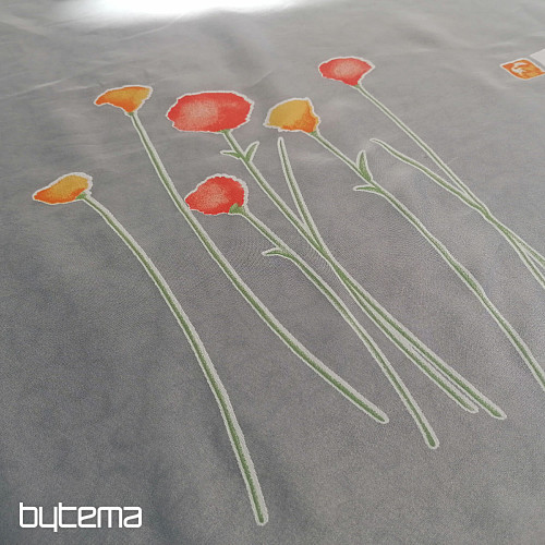 White veil curtain with spring flowers