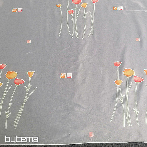 White veil curtain with spring flowers