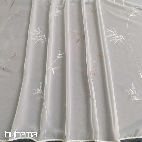 Luxury embroidered curtain GERSTER 11757 white