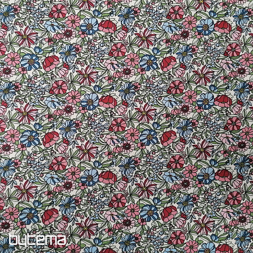 Cotton fabric Apollo flowers pink-blue