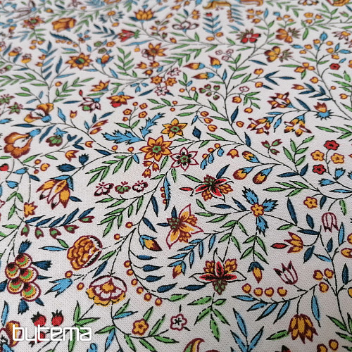Cotton fabric INDIENE yellow-green