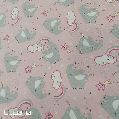 Cotton jersey ELEPHANT pink