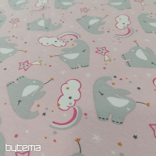 Cotton jersey ELEPHANT pink