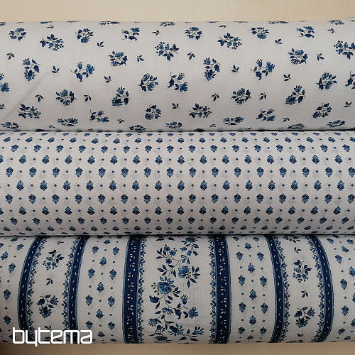 Cotton fabric MAJOLIKA blue flower