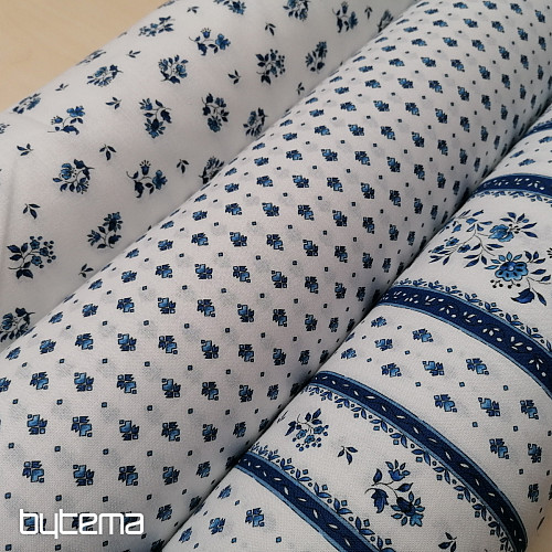 Cotton fabric MAJOLIKA blue flower