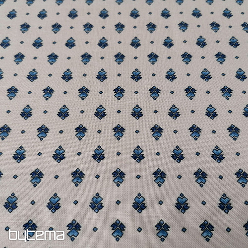 Cotton fabric MAJOLIKA blue ornament