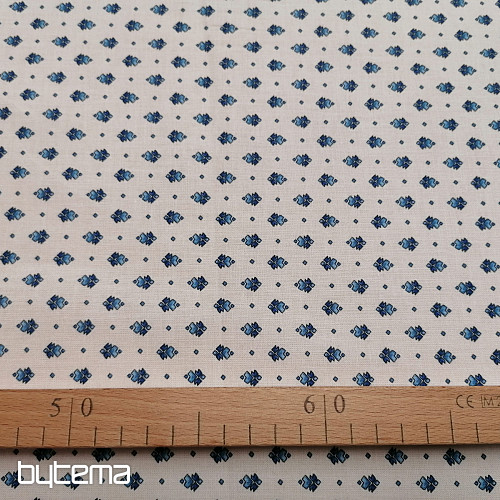 Cotton fabric MAJOLIKA blue ornament