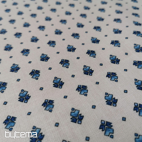 Cotton fabric MAJOLIKA blue ornament